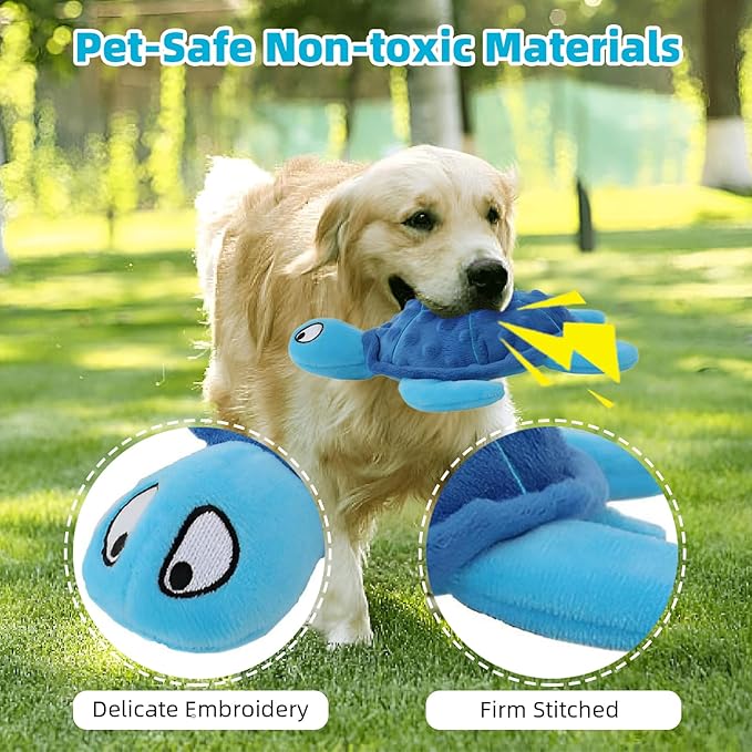 Adpartner Crinkle Dog Toys, 2 Pack Stuffed Turtle Dog Toys Squeaky Plush Dog Toy to Keep Them Busy, Interactive Dog Squeaky Toys for Small to Medium Dogs Teething Training Reduce Boredom-PurrikoPets