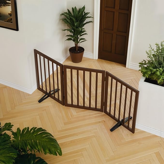 Dog Gate for Stairs,Foldable Dog Gate for Indoor Doorways House,Freestanding Pet Gates for Dogs,Doogie Puppy Fence Gate-PurrikoPets