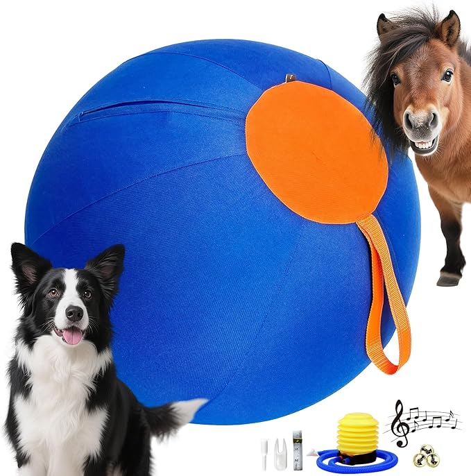 25" Herding Ball for Dogs – Durable Horse Ball Style Dog Toy with Cover – Dog Herding Toy for Outdoor Play, Training & Exercise – Great for Australian Shepherds & Large Breeds-PurrikoPets