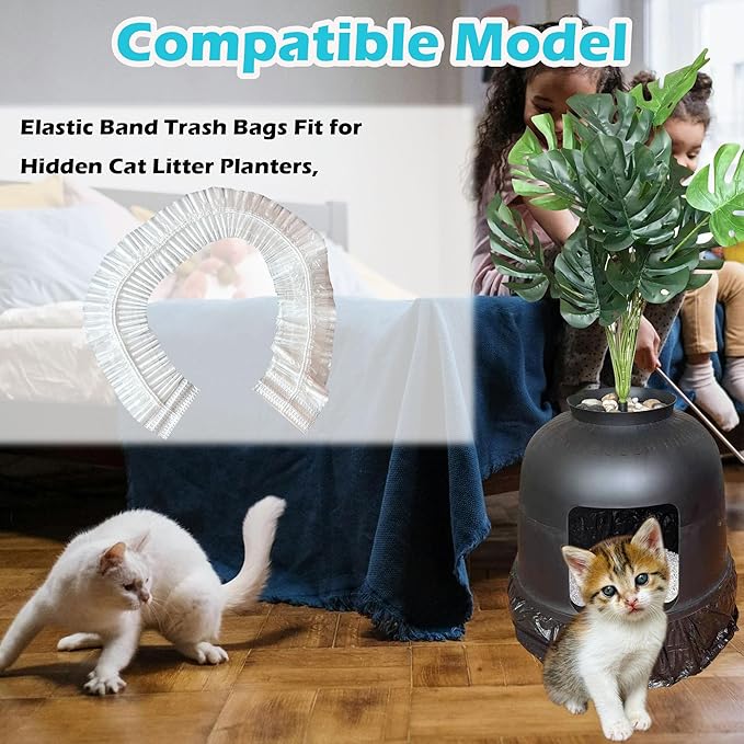 50 Pack Litter Box Liners Compatible with Lifewit Litter Box Cat, Elastic Band Trash Bags for Disposal of Cat Waste, Waterproof and Leak Proof (Clear)-PurrikoPets
