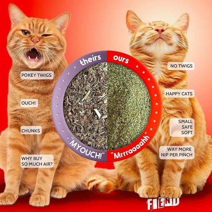 Fiend Catnip + Silvervine for Cats & Kittens Safety-Cut Premium Fine Cat Nip Blend with Vegan Silvervine + Sticker – Ultra Potent, North American – 1 Cup (34.5g) Go Ahead, Create a Monster!-PurrikoPets