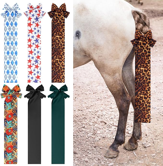 6 Pcs Horse Tail Bag Breathable Guard 22" Slip on Horse Care Tail Wrap 2 Strand Closure Straps Grooming Supplies to Keep from Dirt Breakage Rubbing 6 Designs(Vintage Style)-PurrikoPets