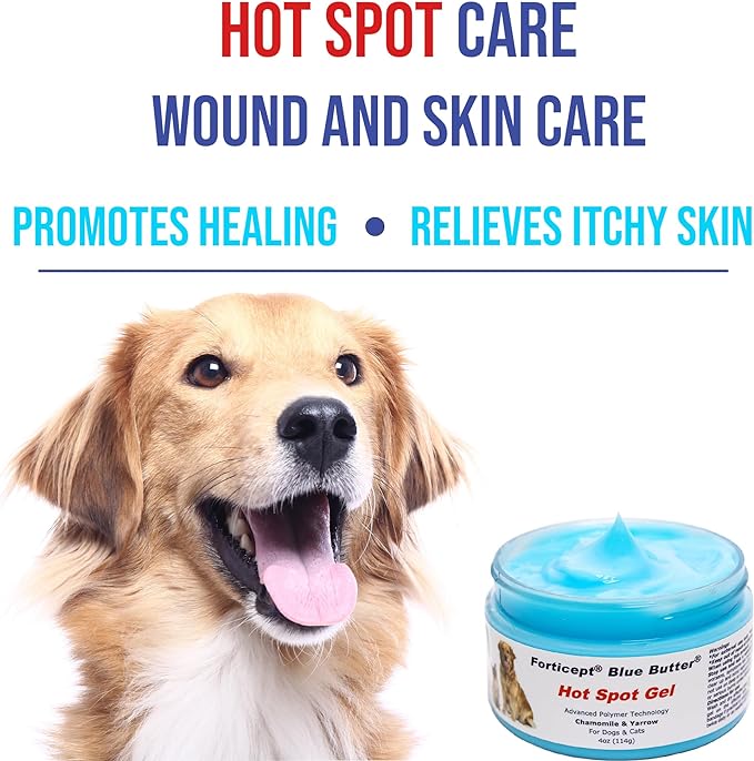 Forticept Blue Butter – Hot Spot Treatment for Dogs | Dog Wound Care | Skin Yeast Infections, Ringworm, Cuts, Rashes, First Aid Veterinary Strength Topical Ointment 4oz-PurrikoPets