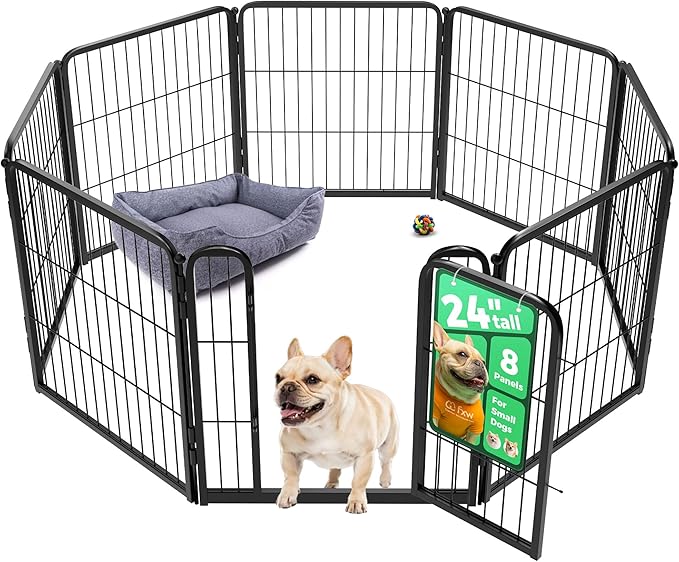 FXW Homeplus Unleashed Indoor Dog Playpen - Stress-Free and Safe Play, Heavy Duty 24 Inch 8 Wire Panels Dog Pen for Puppy and Small Dogs, Black│Patented-PurrikoPets