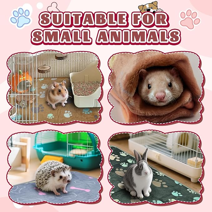 6 Pcs Washable Guinea Pig Blankets Absorbent Small Animal Fleece Bedding Waterproof Cage Liners Reusable Pet Pee Pad Sleep Mat Cover for Rabbit Rat Hamster Ferret Chinchilla Hedgehog (20"x30")-PurrikoPets