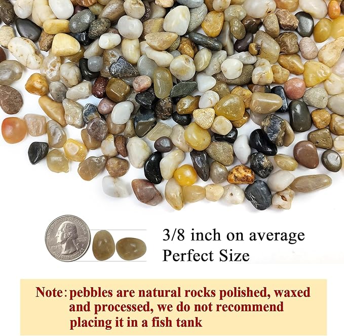 10 lbs Aquarium Pea Gravel, 3/8 Inch Polished Pebbles. Decorative Stones River Rocks for Succulent Soil Cover, Fish Yank, Vase and Outdoor Garden Landscaping-PurrikoPets