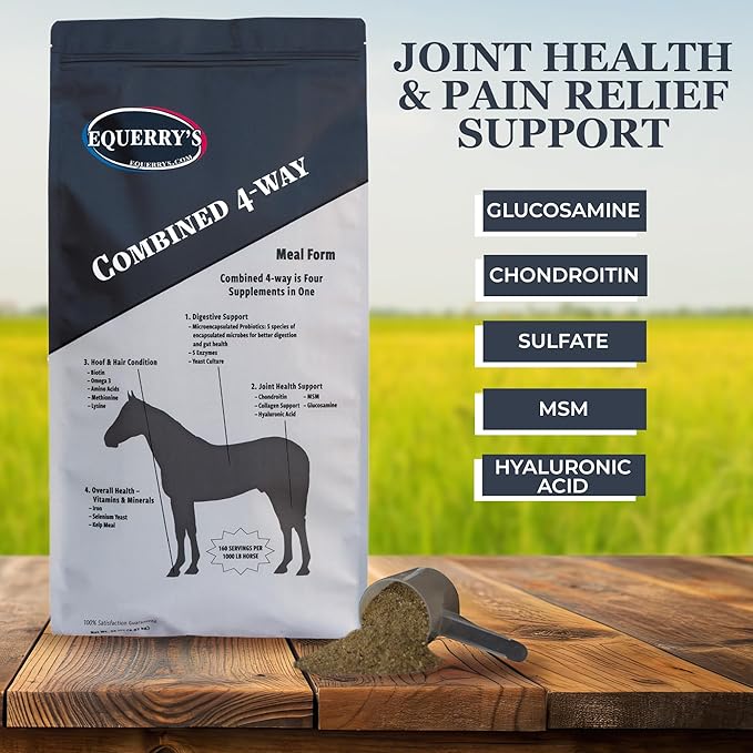 Equerry's Combined RX 4 Way | Equine Nutritional Support | Complete Formula | Digestive and Joint Support | Hoof & Hair | Probiotics Vitamins & Minerals 160 Feedings, 20lb.-PurrikoPets