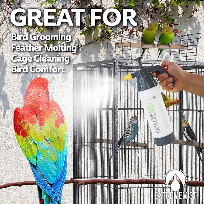 EXTREMEMIST High-Performance Bird Sprayer | Ultrafine Avian Pump Mister | Handheld Pet Bird Bath Mister | Adjustable Nozzle | Bird Cage Cleaner | Perfect for Macaws, Cockatiels, Parrots & More - 20oz-PurrikoPets