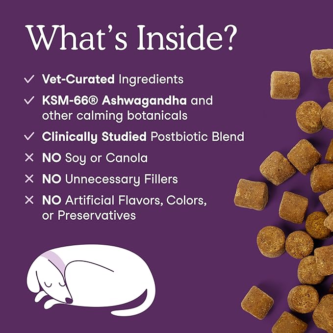 Fera Pets Dog Calming Chews with Ashwagandha & Priome® Mental Wellbeing Postbiotic Blend - Supports Anxiety Relief - Promotes Relaxation - 90 Soft Chews-PurrikoPets