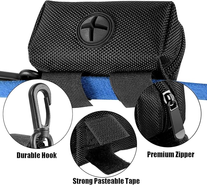 Dog Poop Bag Holder for Leash Attachment Dog Poop Bag Dispenser Dog Waste Bag Dispensers Dog Poop Bag Holders Fit Dog Leash Accessory With Hand Free Holder Carriers, Black-PurrikoPets