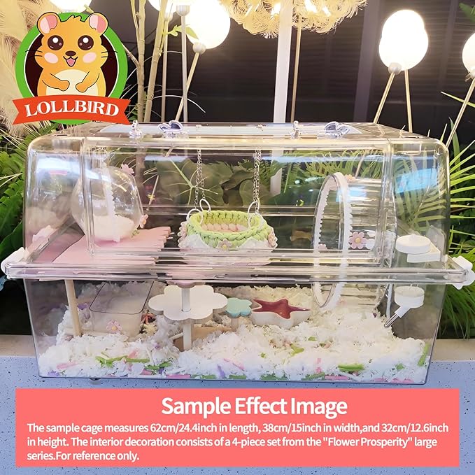 4-Pack Wooden Rat Cage Accessories - Platforms, Ladders & Hammocks Set for Chinchillas, Hamsters, Gerbils (for Iron/Wooden, Acrylic Hamster Cages + Customizable Layout) (11x6.7x5.5)-PurrikoPets