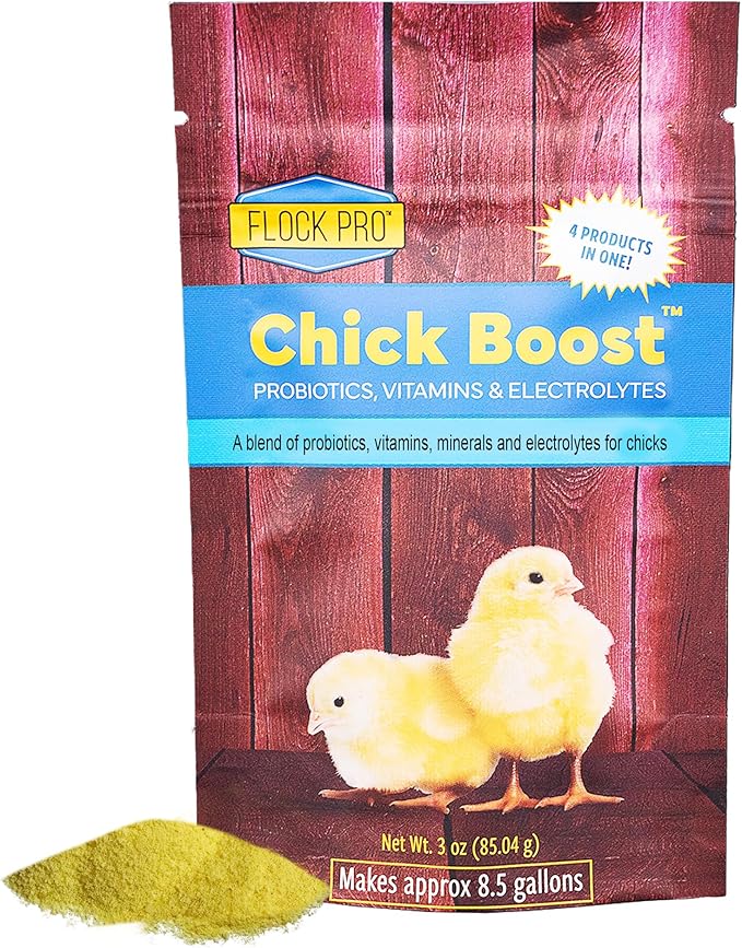 Flock PRO Chick Boost Probiotic - Probiotics, Vitamins, Minerals and Electrolytes for Chickens | Chicken Vitamins and Supplements for All Poultry - 3Oz-PurrikoPets