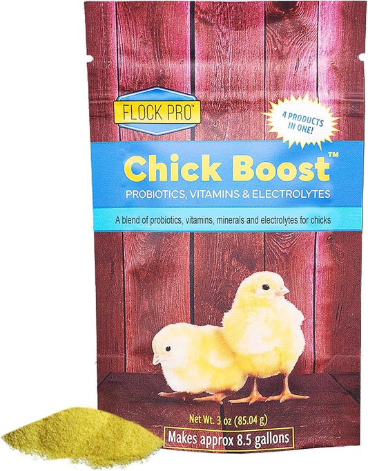 Flock PRO Chick Boost Probiotic - Probiotics, Vitamins, Minerals and Electrolytes for Chickens | Chicken Vitamins and Supplements for All Poultry - 3Oz-PurrikoPets