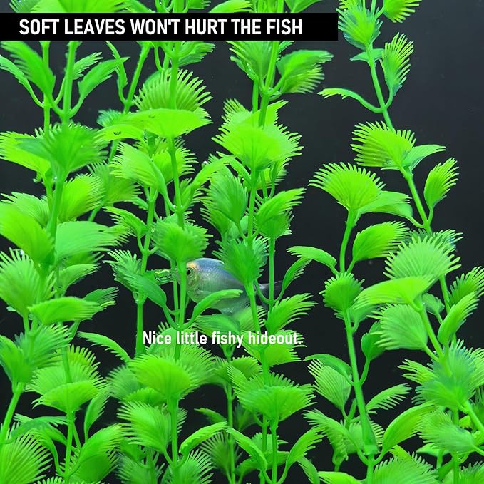 23.6 Inch Tall Aquarium Plants – Large Lifelike Artificial Fish Tank Decorations, Fish Tank Plants Plastic，2 Pcs Adjustable Length, Durable & Safe for Freshwater/Saltwater Aquariums (Green (Style A))-PurrikoPets