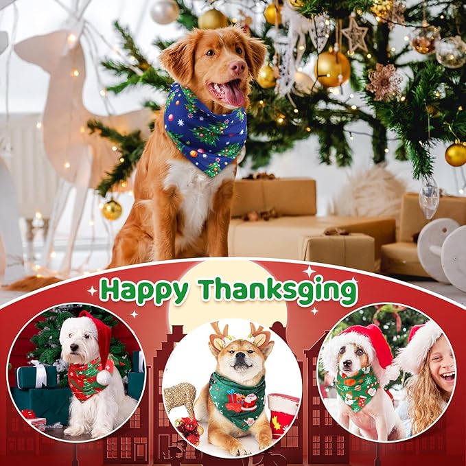 Abbylike 50 Pieces Christmas Dog Bandanas Bulk Xmas Bandanas for Dogs Triangle Kerchief Bibs Scarf Set for Christmas Pet Costume Accessories Decoration (31.5 x 21.7 x 21.7)-PurrikoPets