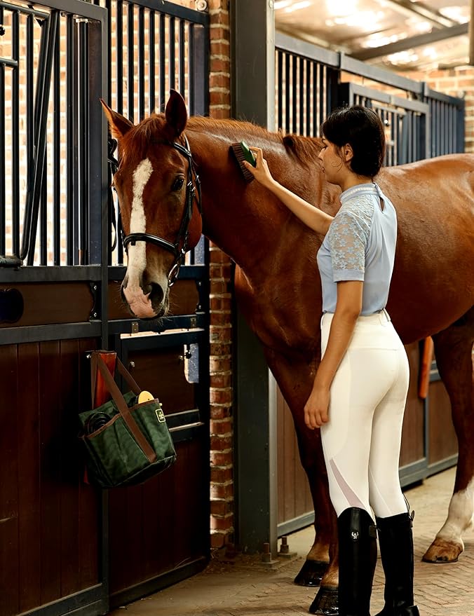 11PCS Horse Grooming Kit Curry Comb Sweat Scraper Horse Bathing Supplies Grooming Tools with Storage Bag Pasture Glow-PurrikoPets