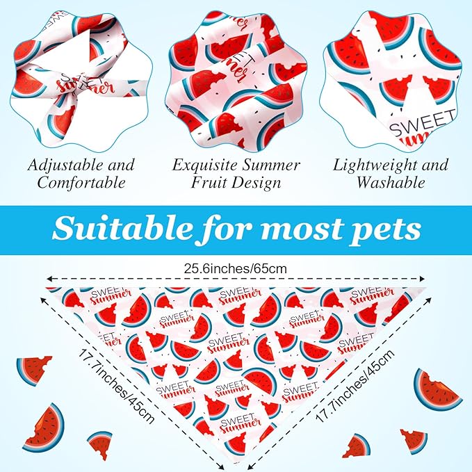 100 Pcs Fruit Dog Bandanas Bulk Summer Bandanas for Dogs Hawaiian Soft Bibs Adjustable Triangle Scarf for Small Medium Large Pet Costume-PurrikoPets