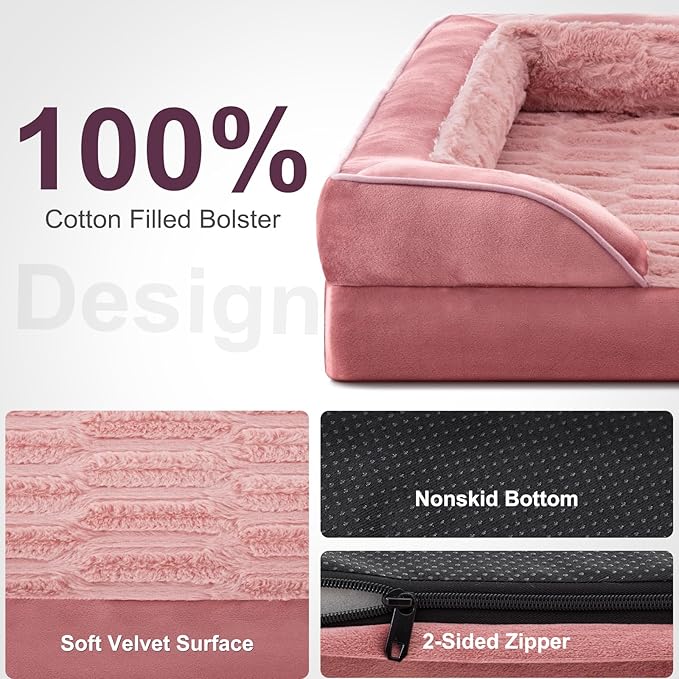 FURTIME Orthopedic Dog Bed for Extra Large Dogs - XL Waterproof Dog Sofa Bed, Ultra Comfy Supportive Foam Pet Bed with Removable Washable Cover, Jumbo Dog Bed with Nonskid Bottom-PurrikoPets