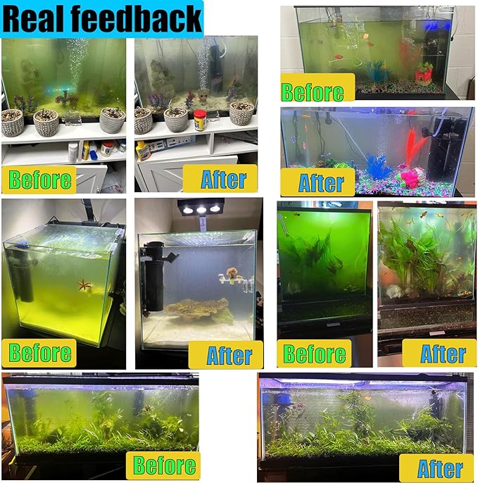 200GPH Aquarium Filter, U-V for Aquarium for 20-75 Gal Tank, Submersible Pump Filter for Green Water and Algae Clean, Ultra-Silent Green Killing Machine with Fish Tank Deodorization-PurrikoPets