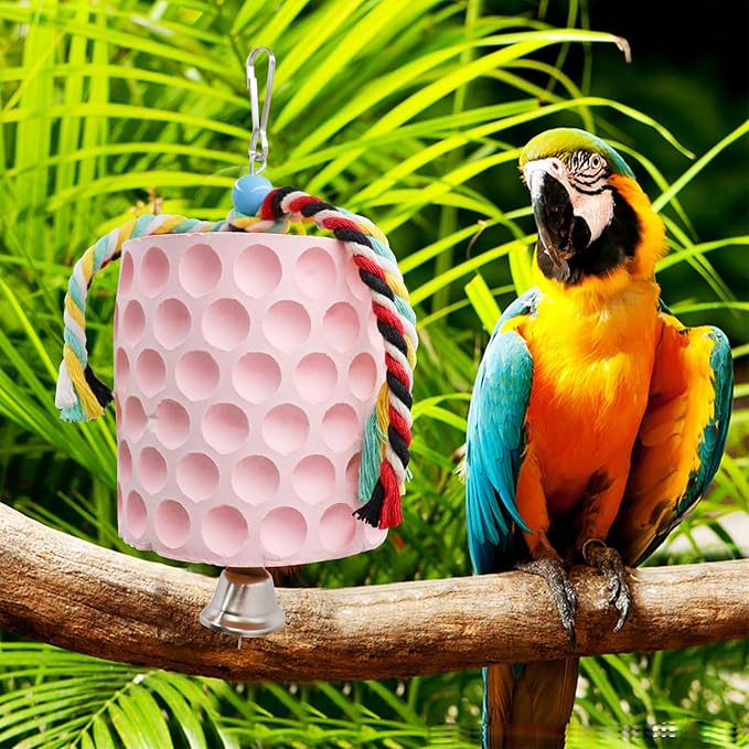 Extra Large Bird Chewing Toy, Parrot Beak Grinding Calcium Stone with Bells, Bird Cage Accessories, Cage Toys for Cockatiel Parakeet Parrot Budgies Rat Hamster Chinchilla Rabbit Bunny African Grey-PurrikoPets