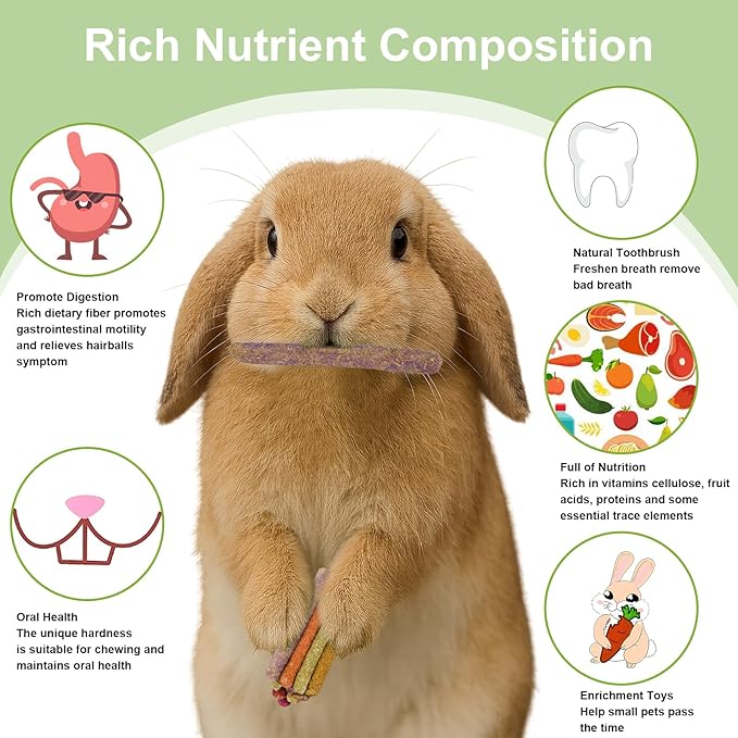 70PCS Rabbit Chew Sticks, Bunny Guinea Pig Toys for Teeth Natural Timothy Hay Sticks for Rabbit Chinchilla Guinea Pig Bunny Hamster - Chews Toys for Small Rodents' Teeth-PurrikoPets
