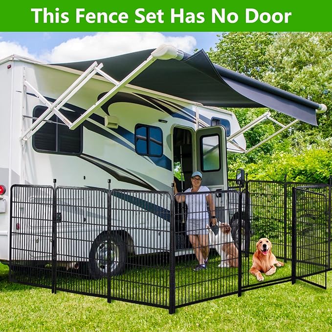 Garden Fencing 48in High No Door, 12 Panels Total 26.6Ft(L) Dog Fence Outdoor for Yard. Black Metal Fencing for Yard 4ft Tall, Flower Bed Fence, Animal Barrier Fences-PurrikoPets