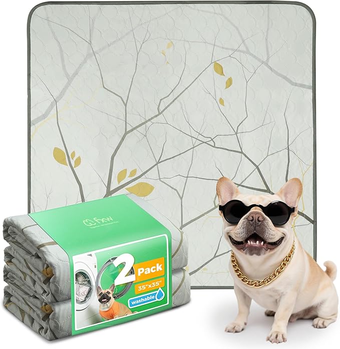 FXW Washable Pee Pads for Dogs, Puppy Pads with Super Absorbent, Specifically Designed for Potty Training, 35" Square, Branch, 2 Packs-PurrikoPets