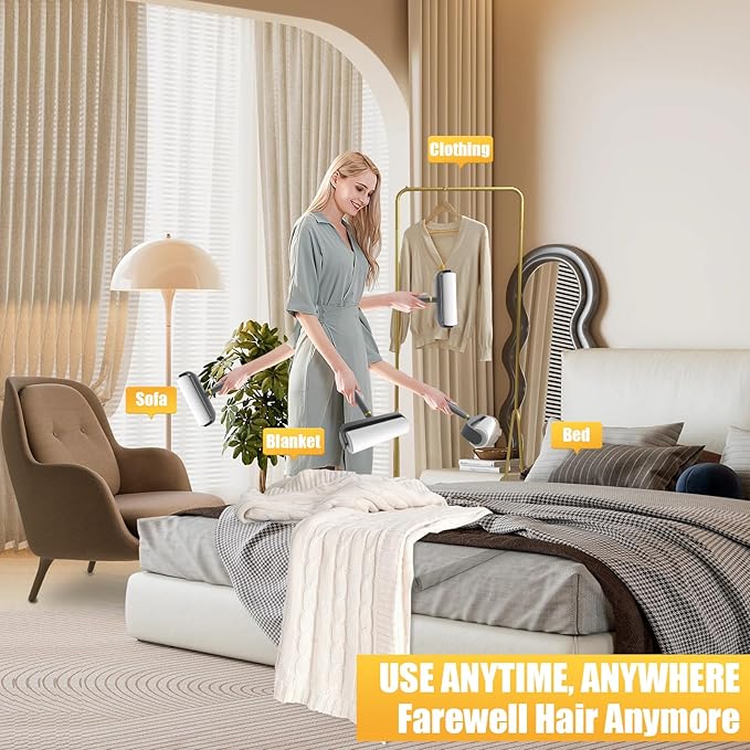 6.3" Large Surface Lint Roller Refills, Extra Sticky Roller for Clothing, Pet Hair, Furniture Cleaning, 6 Refills Total 600 Sheets-PurrikoPets