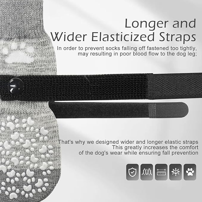 EXPAWLORER Anti Slip Dog Socks to Prevent Licking Paws, Dog Shoes for Hot Pavement, Dog Booties for Small Medium Large Senior Dogs, Traction Control Boots & Paw Protectors for Hardwood Floors-PurrikoPets