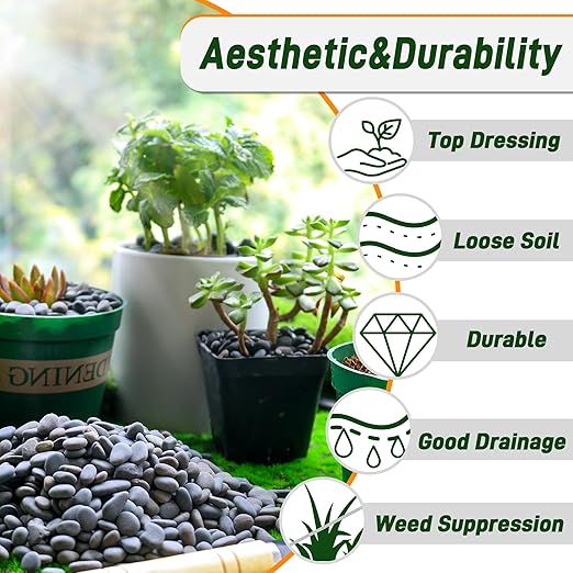 45 LB Natural River Rocks Mexican Beach Pebbles, 0.3-0.6 Inch Natural Unpolished Bulk Rocks, Pebbles for Landscaping Garden Paving Plant, Rocks for Walkways Outdoor Decorative Stone, Grey-PurrikoPets