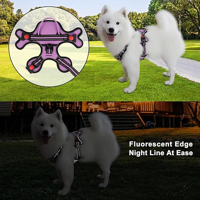 Dog Harness, Adjustable Reflective Dog Vest No Pull Dog Harness with Badge and Bow Tie for Puppy Small Medium Large Dogs-PurrikoPets