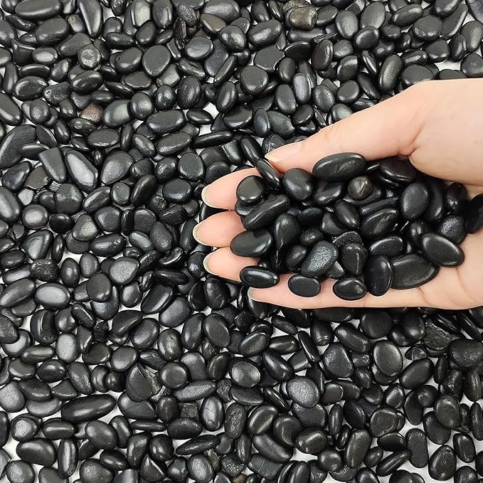 5 lbs Small Black Pebbles - 3/8 inch Decorative Stones for Indoor Plants, Outdoor, Vase, Landscaping & Garden-PurrikoPets