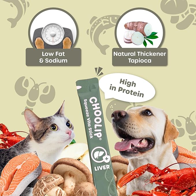 Grab & Go Squeeze Vita Stick Lickable Treats for Dogs & Cats. 49 Liver Support Sticks with Essential multivitamins. Soft and Tasty Paste for All Life Stages, Supporting Liver Health-PurrikoPets