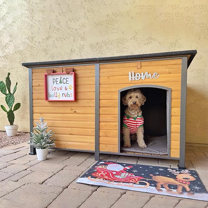Aivituvin 59" Large Dog House 100% Insulated Dog Kennel with Liner for Winter,Waterpoof for Outdoor & Indoor Use.-PurrikoPets