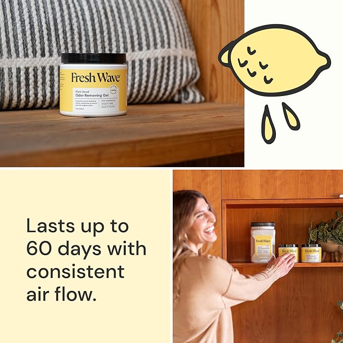 Fresh Wave Lemon Odor Removing Gel, 15 oz. | Odor Absorbers for Home | Safer Odor Relief | Natural Plant-Based Odor Eliminator | Every 15 oz. lasts 30-60 Days | For Cooking, Trash & Pets-PurrikoPets