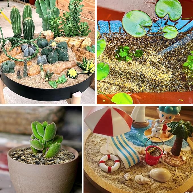 10lbs Aquarium Gravel, 1/16"(0.6-1.2mm) Natural River Rocks Succulent Cactus Pea Gravel for Plants, Fish Tank, Decorative Pebbles for Gardening, Flower Pots, Vase Fillers, Landscaping-PurrikoPets