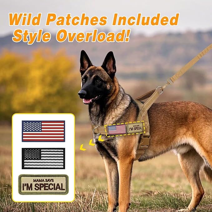 Forestpaw No Pull Dog Harness - Soft Flannel Padded Tactical Dog Vest Harness with Quick Release Buckle, Adjustable Reflective Pet Harness for Medium Large Dogs Walking Training,Brown L-PurrikoPets