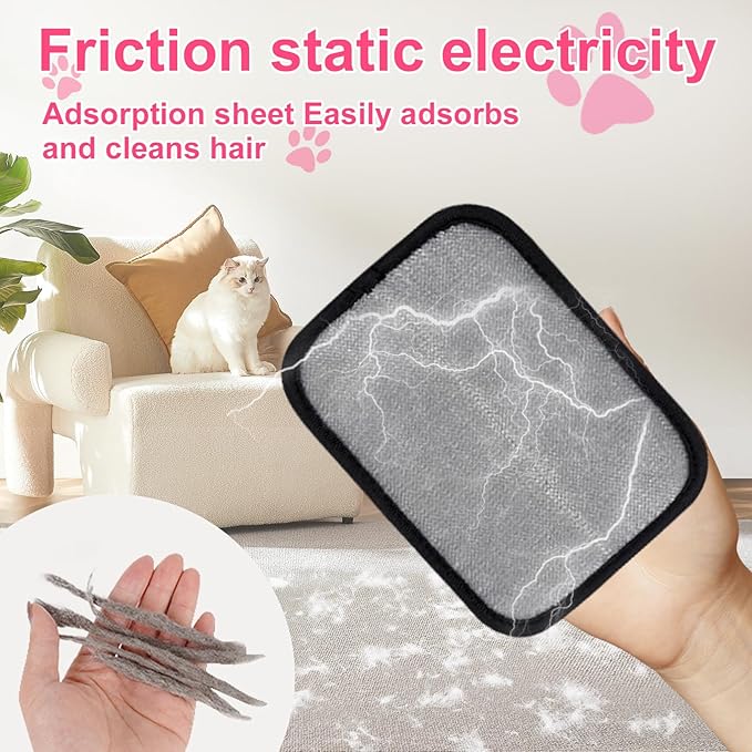 2PCS Flea Comb for Cats and Dogs with Pet Hair Remover Glove, Self Cleaning Pet Flea Cat Grooming Brush with Release Button for Massaging and Cleaning Shedding Pets Hairs-PurrikoPets