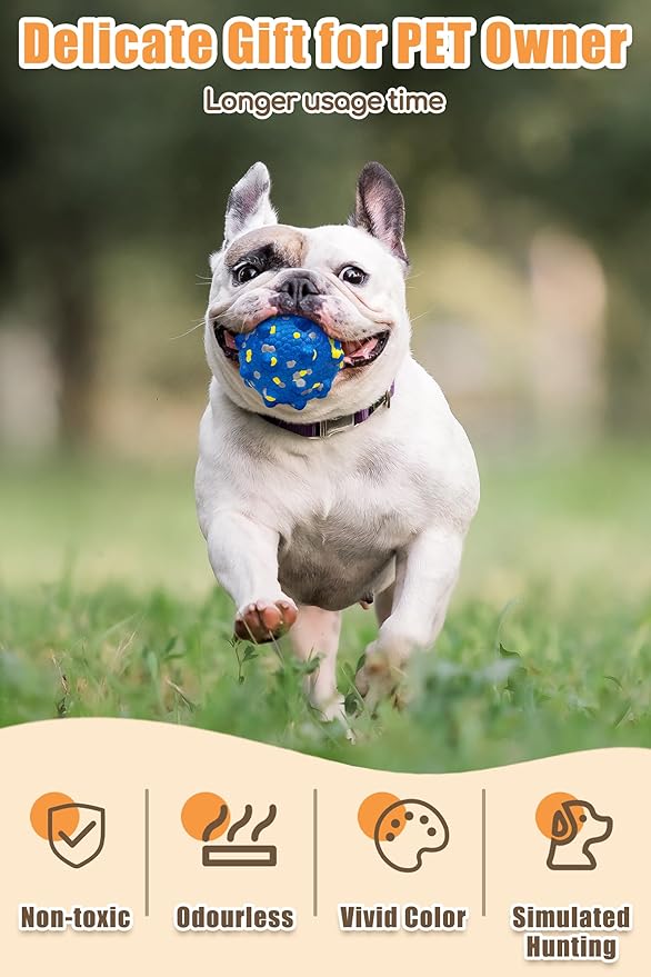 1.96'' Dog Balls for Dogs Aggressive Chewers Indestructible Tennis Durable Bouncy Interactive Dog Toy Balls for Fetch Game Floating Training(Blue Small)-PurrikoPets