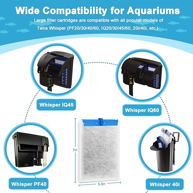 16 Pack Large Replacement Filter Cartridges Compatible with Tetra Whisper Bio-Bag Filters Large Aquarium Filter Cartridges for Whisper 20i/40i IQ20/30/45/60-PurrikoPets