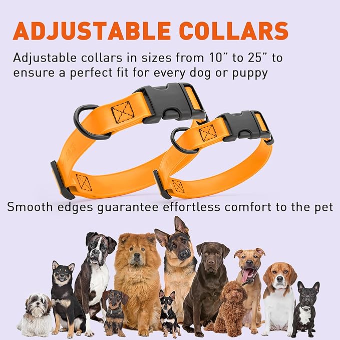 Dogline Biothane Waterproof Dog Collar with Quick Release Buckle Strong Coated Nylon Webbing with Odor- Proof for Easy Care Easy to Clean Fits Small Medium Large Dogs, Tangerine Orange 3/4" W 12-19" L-PurrikoPets