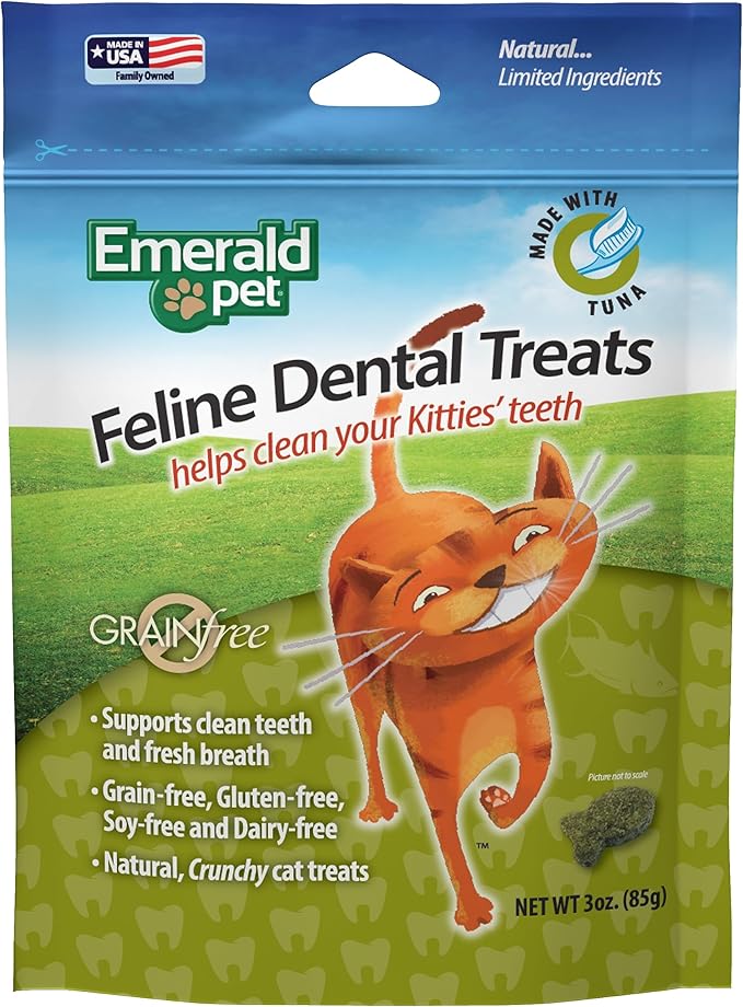 Feline Dental Treats — Tasty and Crunchy Cat Dental Treats Grain Free — Natural Dental Treats to Clean Cat Teeth, Freshen Cat Breath, and Reduce Plaque and Tartar Buildup — Tuna Treats, 3 oz-PurrikoPets