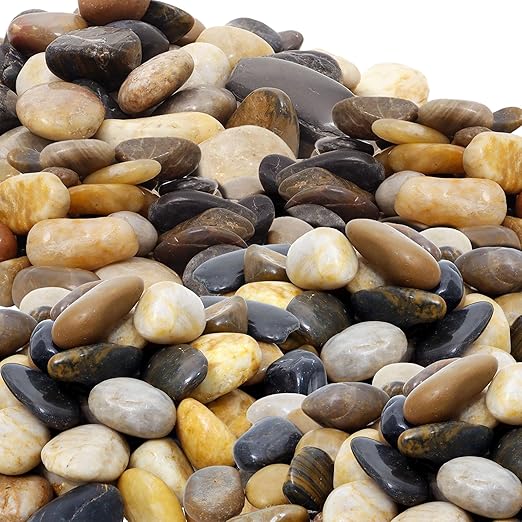 45LB 1"-2" Decorative River Rocks for Plants, Polished Pebbles for Garden Landscaping, Planters,Aquarium,Vase Fillers, Indoor & Outdoor Decor-PurrikoPets