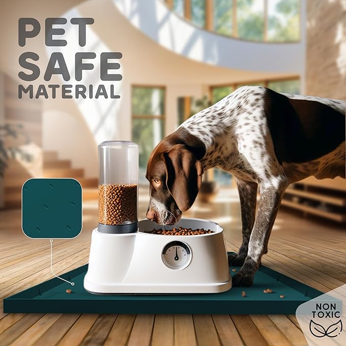 32x24x1” XL Dog Food Mat - All Purpose Under Sink Liner, Washer and Dryer Covers for The Top, Silicone Griddle Mat for Blackstone - Raised Edges Dog Mat for Food and Water Prevent Spill, Waterproof-PurrikoPets