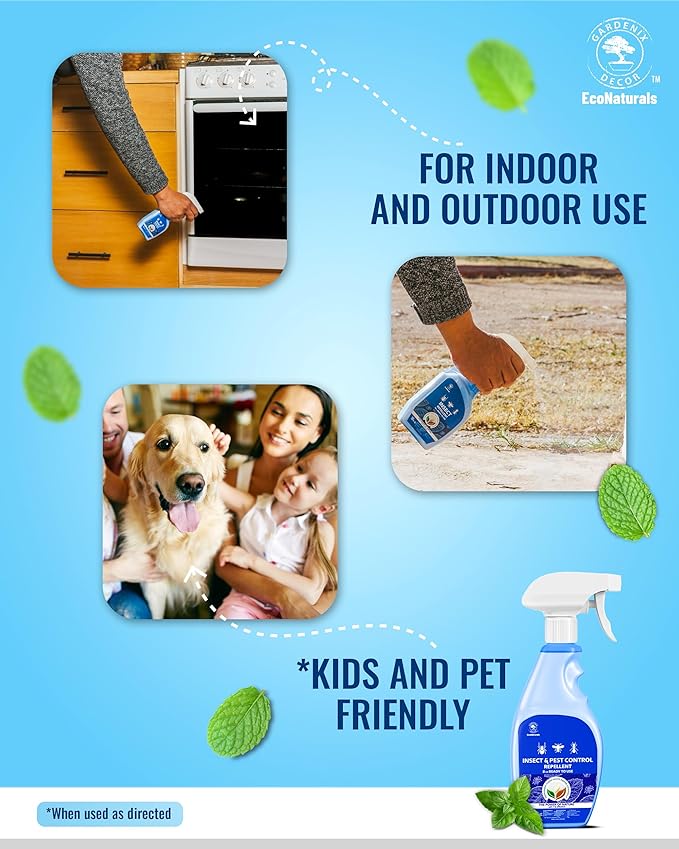 All Natural Bug Spray for Home - Non-Toxic Peppermint Oil Insect and Pest Control Kit - 8 oz Ready-to-Use Bug Spray - Indoor and Outdoor Protection- Ant Spray - Spider Repellent Indoor-PurrikoPets