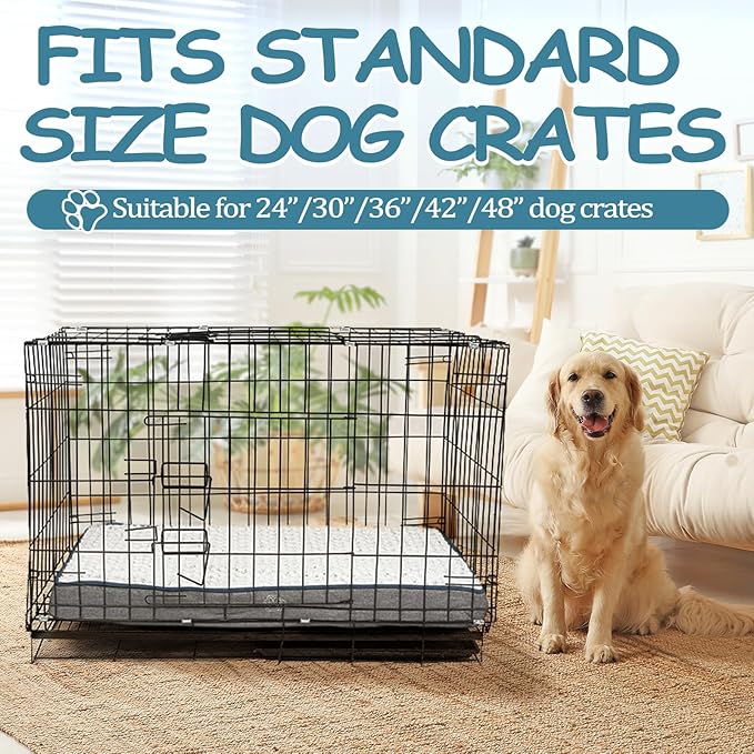 EMPSIGN Reversible Cool and Warm Dog Bed for Crate Pad, Pet Beds with Washable and Removable Cover, Dogs Crate Beds Sleeping Mats, Beds for Dog Crate for Large Medium Small Dogs, Grey-PurrikoPets