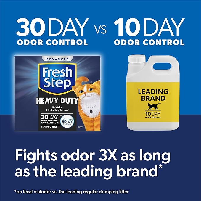 Fresh Step Clumping Cat Litter, Heavy Duty Advanced, Long Lasting 30-Day Odor Control with Odor Eliminating Carbon, 17.5 lb-PurrikoPets