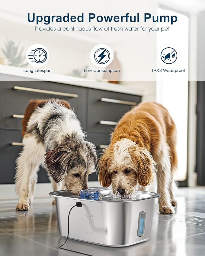 Dog Water Fountain Pump Replacement for D2341, D2419, D2223, D2322 Models, Pet Water Fountain Replacement Pump for PETNF Stainless Steel Large Dog Fountain for Large Dogs, Long Lifespan, Ultra Quiet-PurrikoPets