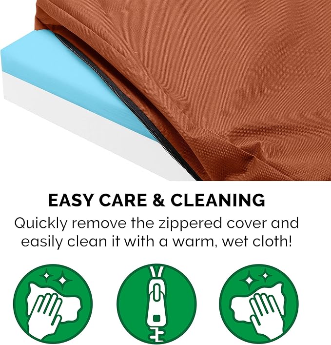 Furhaven Water-Resistant Cooling Gel Dog Bed for Medium/Small Dogs w/ Removable Washable Cover, For Dogs Up to 35 lbs - Indoor/Outdoor Logo Print Oxford Polycanvas Mattress - Chestnut, Medium-PurrikoPets