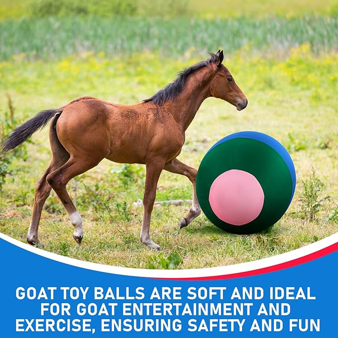 40inch Giant Herding Ball with Ball Cover Anti Burst Please Watch VCR for How to Inflation Horse Toys for Horses Stall Entertainment Play, Pump Included (Mixed Color,Classic)-PurrikoPets